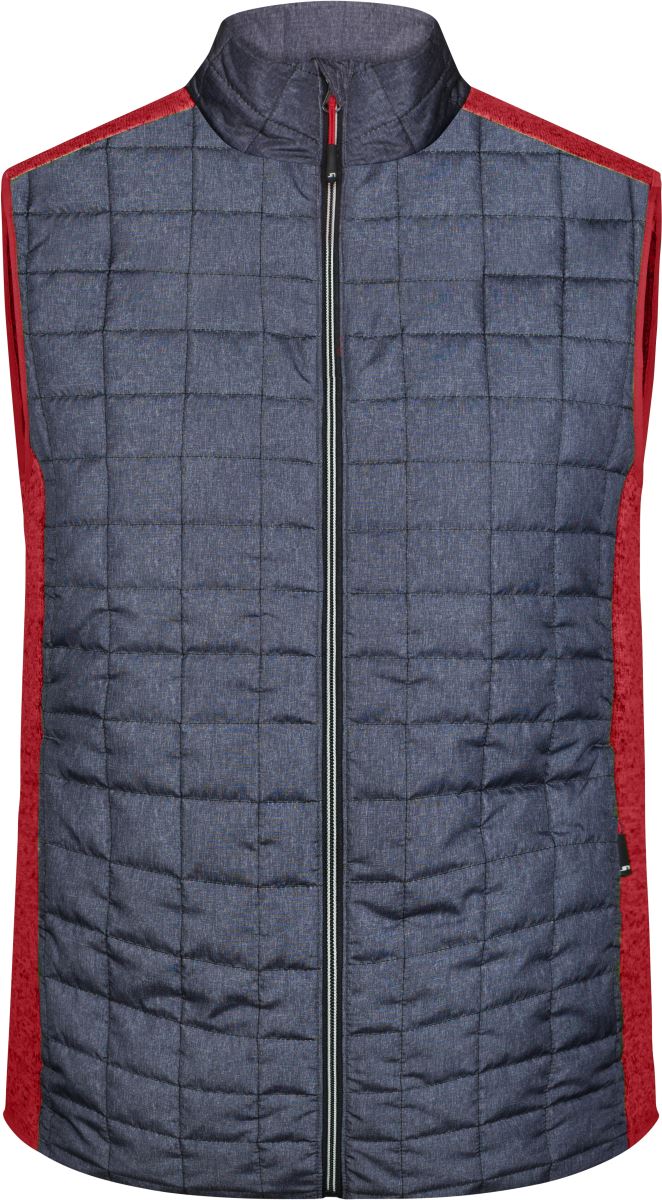 Levně Pánská pletená hybridní vesta - red melange/anthracite melange