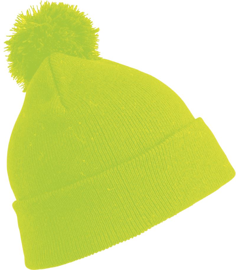Levně Pletená čepice s bambulí - fluorescent yellow