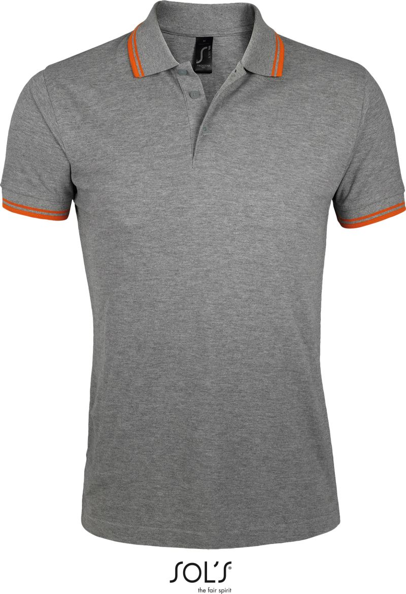 Levně Pánské piqué polo - melange grey/orange