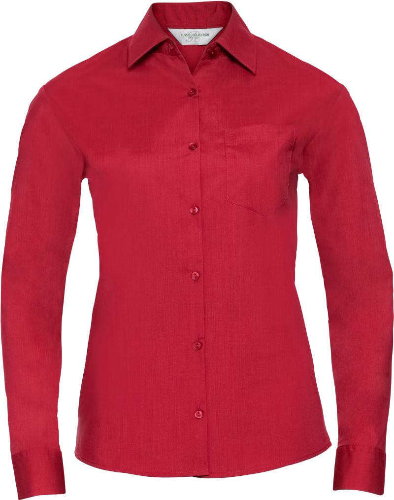 Levně Popelínová halenka s dlouhým rukávem - classic red