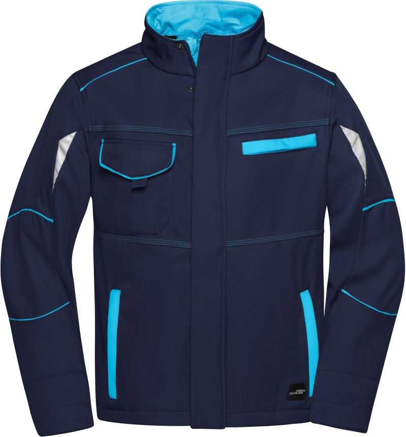 Pracovní letní softshellová bunda - Color - navy/turquoise