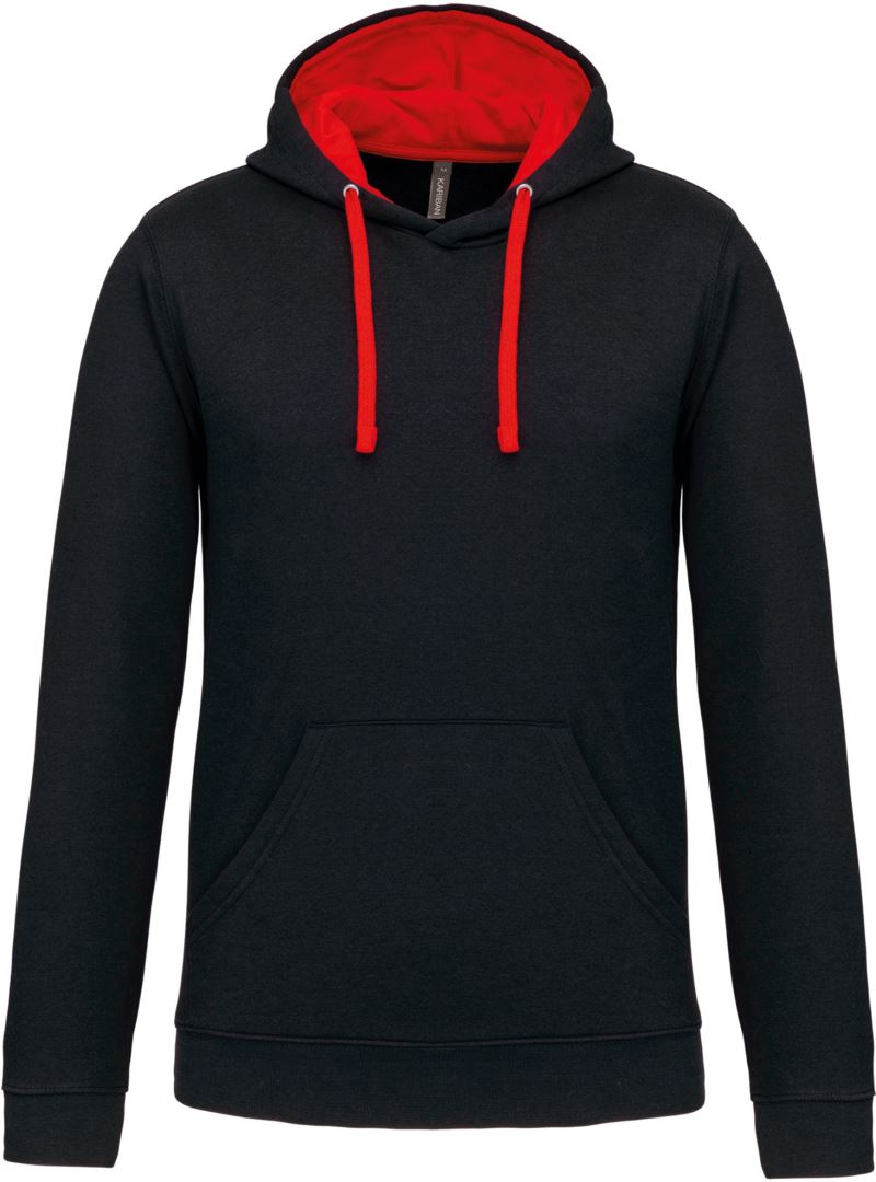 Levně Kontrastní mikina s kapucí - black/red