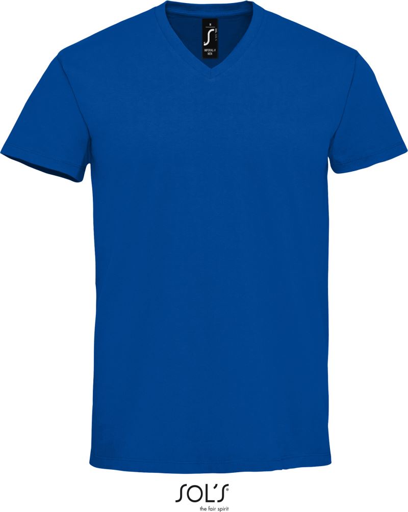 Levně Pánské tričko s výstřihem do V z těžké bavlny - royal blue