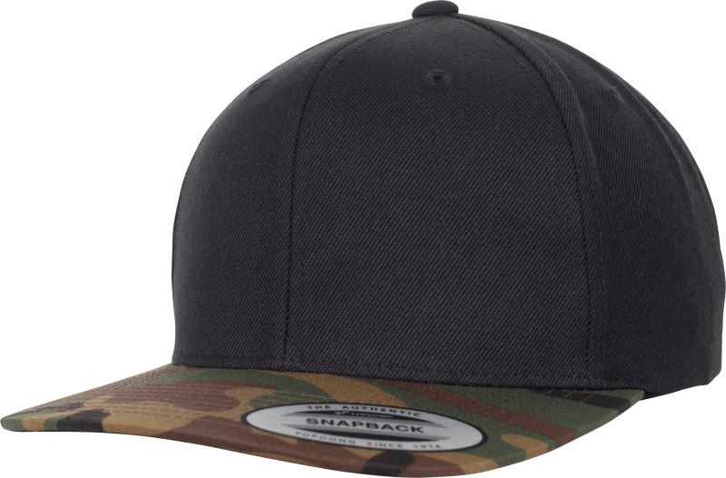 Levně 6 panelová Snapback kšiltovka "Camo" - black/green camo