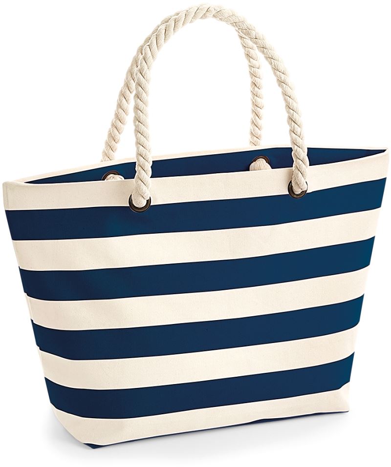 Plážová taška "Nautical" - natural/navy