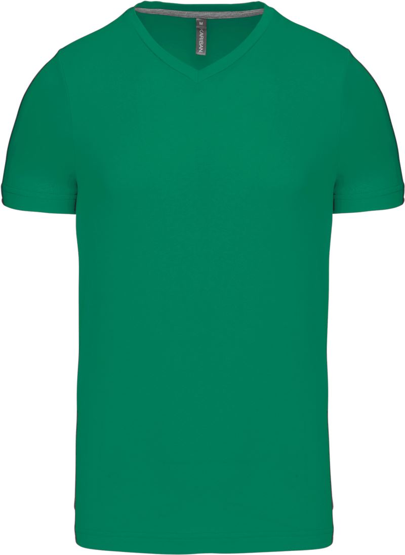 Levně Pánské tričko s výstřihem do V - kelly green