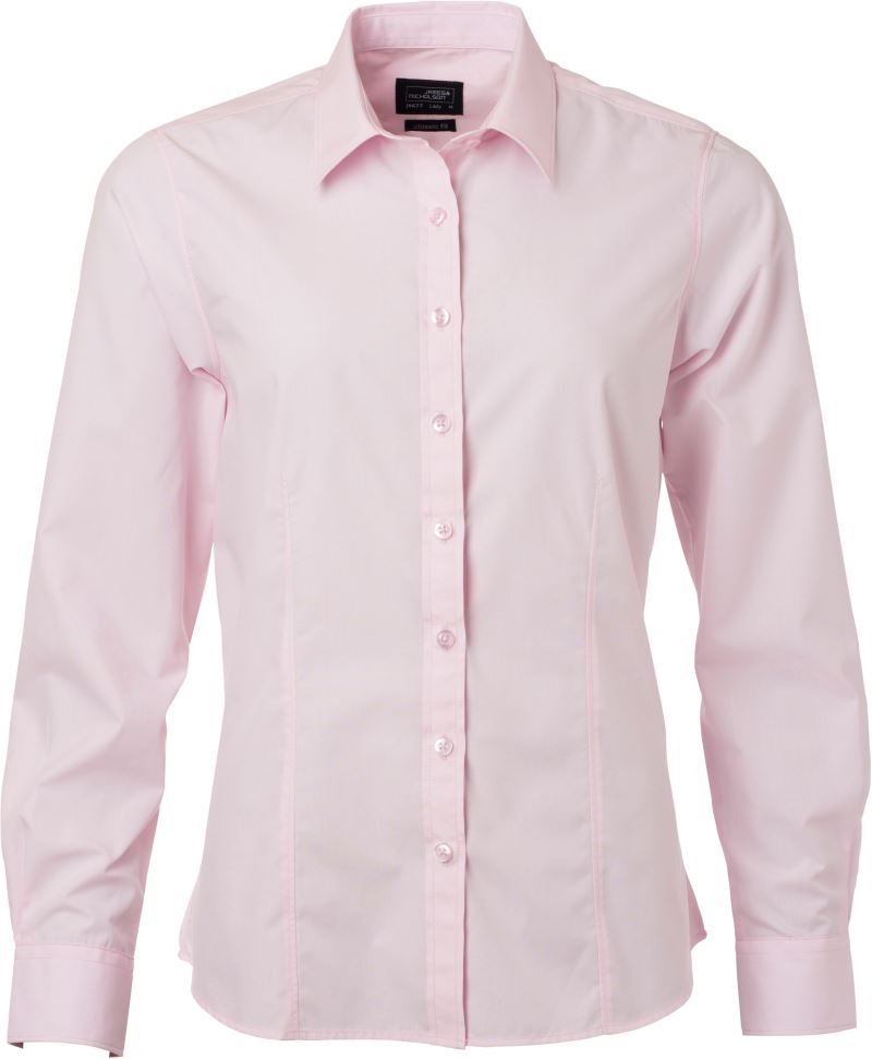 Levně Popelínová halenka s dlouhým rukávem - light pink