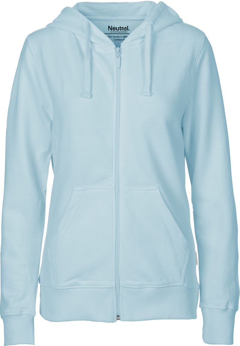 Levně Dámská mikina s kapucí z bio bavlny - light blue