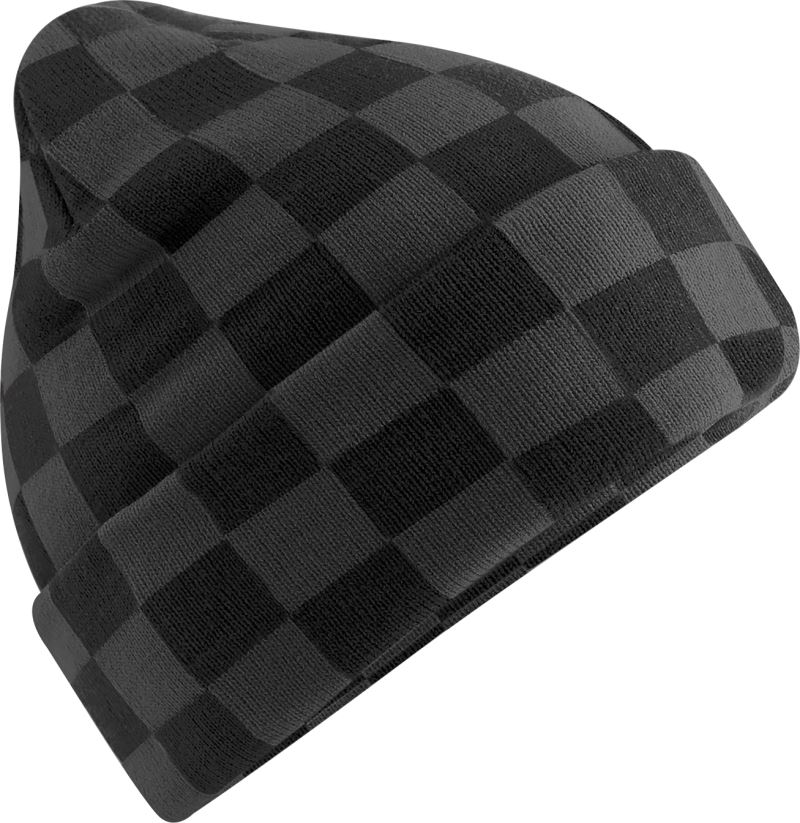 Levně Pletená čepice "Checkerboard" - black/charcoal