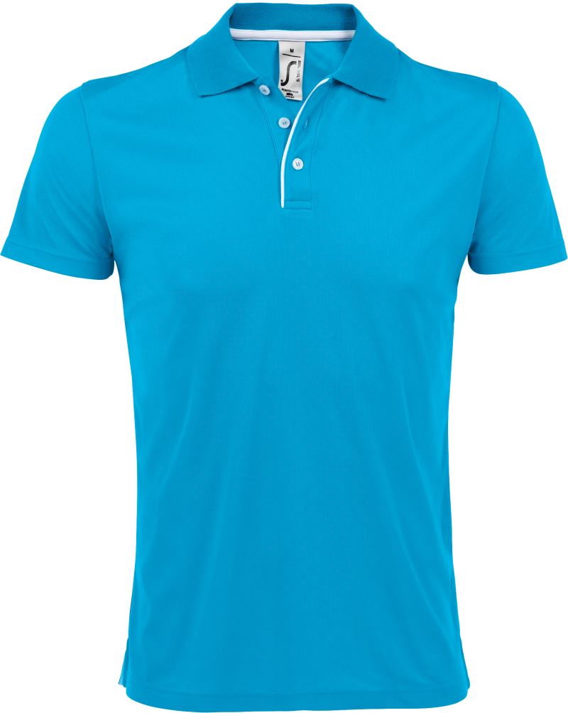 Levně Pánské piqué sportovní polo - aqua