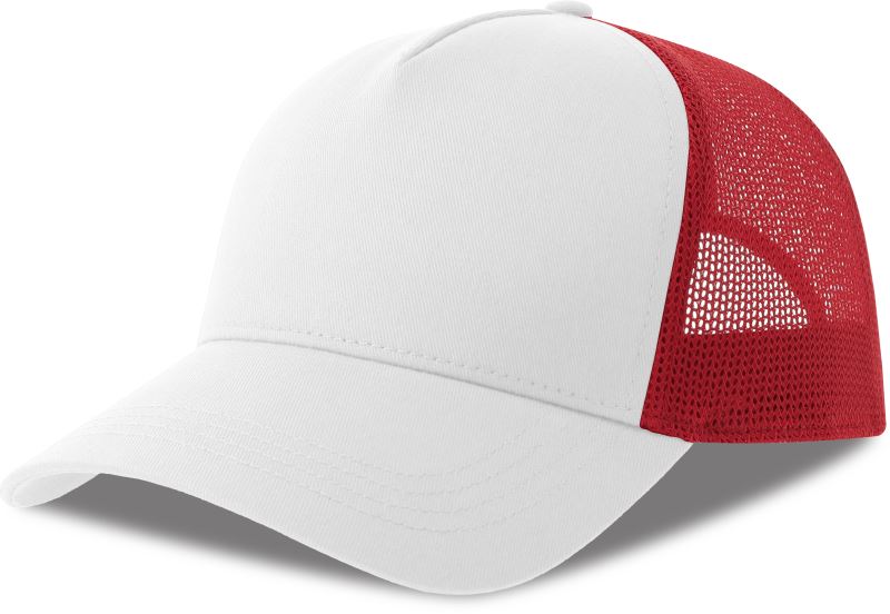 5 panelová Trucker kšiltovka - white/red