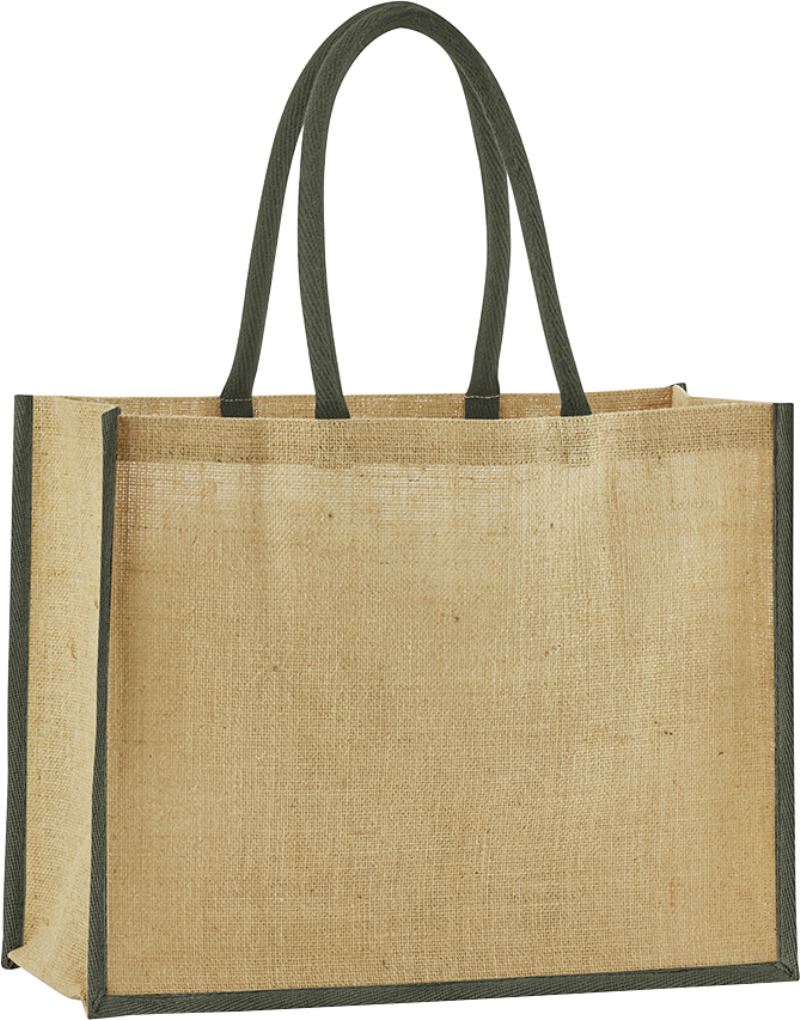 Jutová nákupní taška "Classic" - natural/olive green