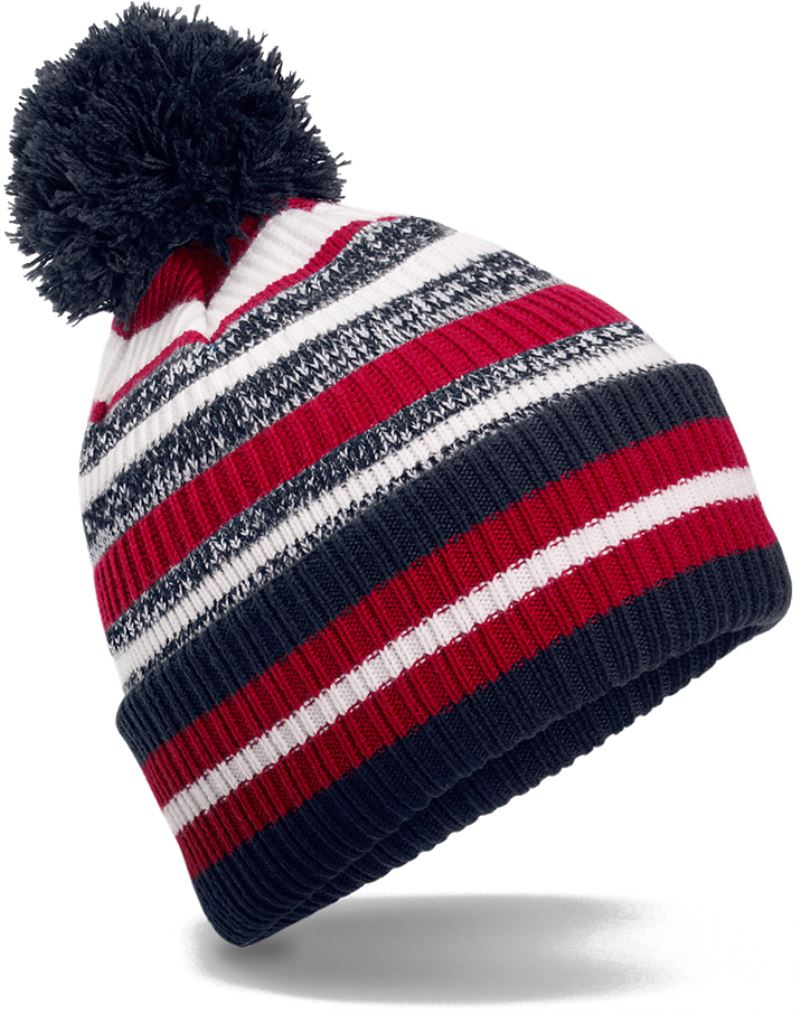 Levně Pletená čepice s pruhy "Fan" - french navy/classic red/white