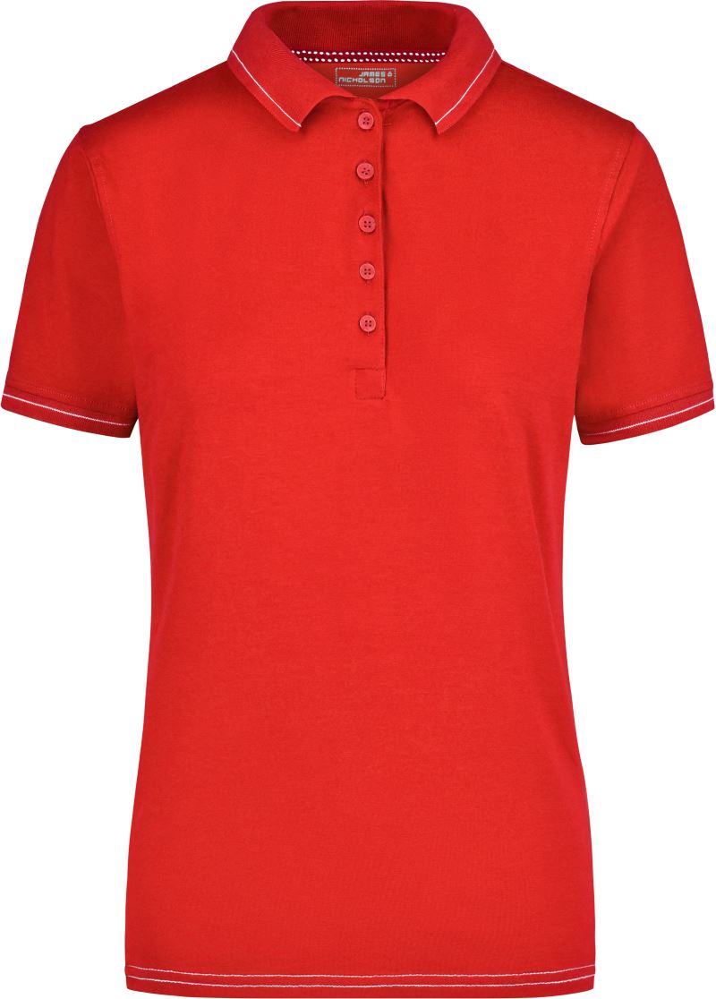 Levně Dámské žerzejové elastické polo - red/white
