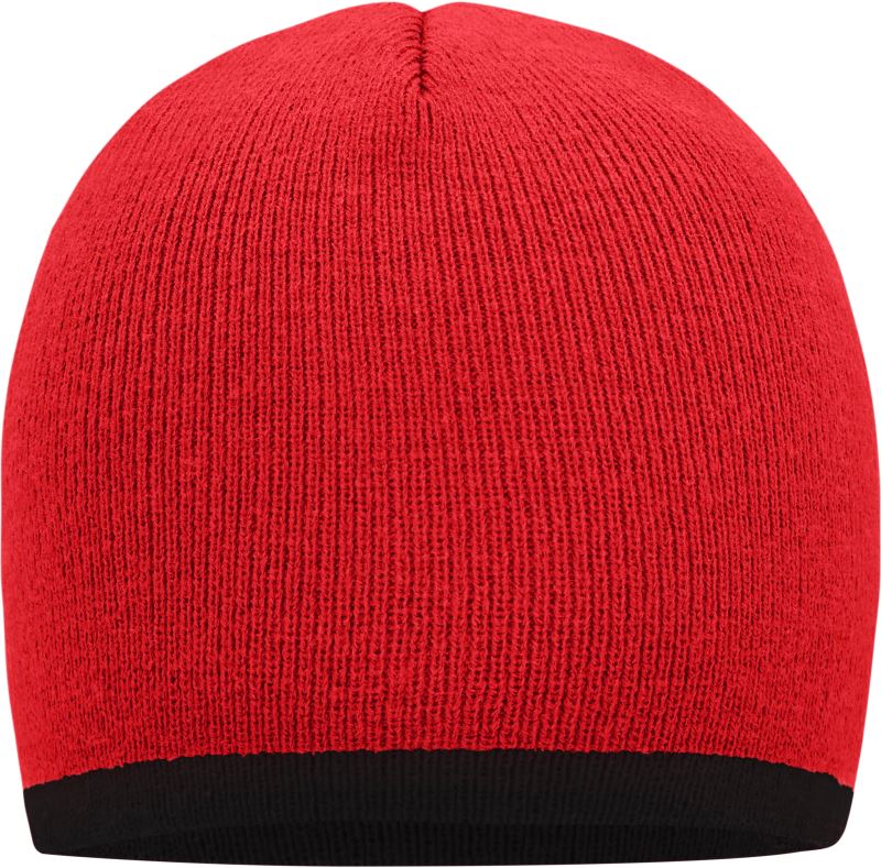 Levně Pletená čepice s kontrastním lemem - red/black