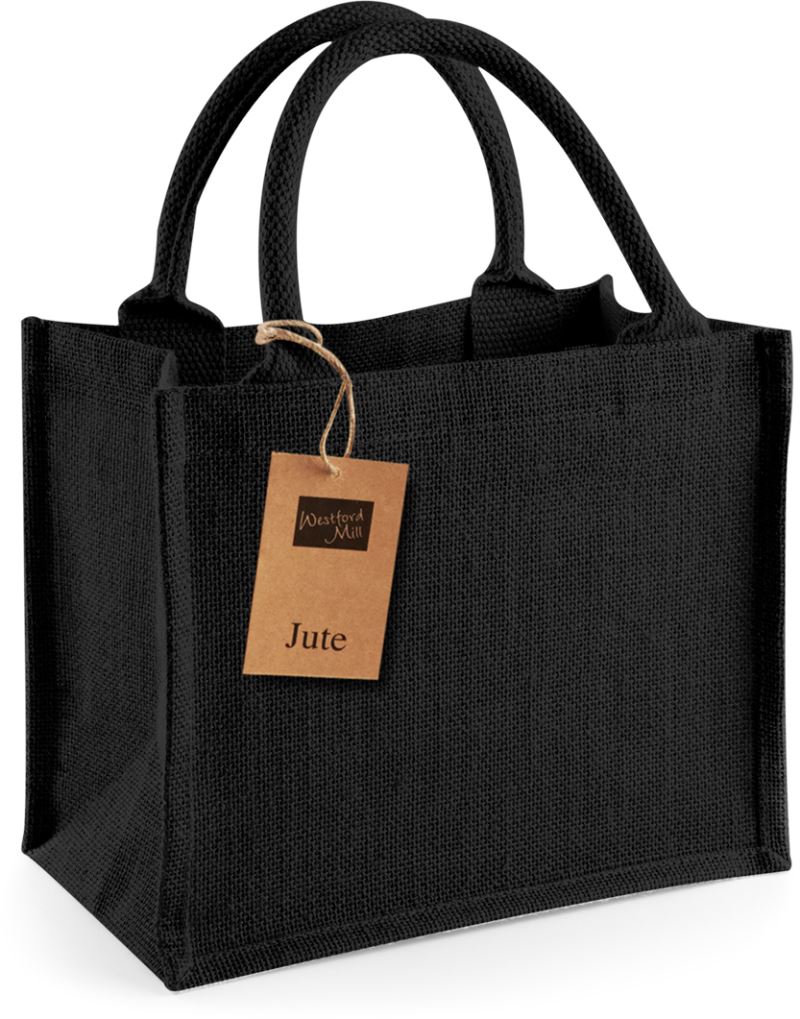Levně Jutová nákupní taška Mini - black/black