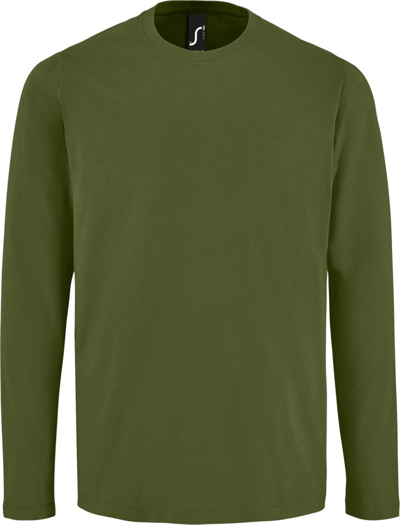 Levně Pánské tričko s dlouhým rukávem - dark khaki