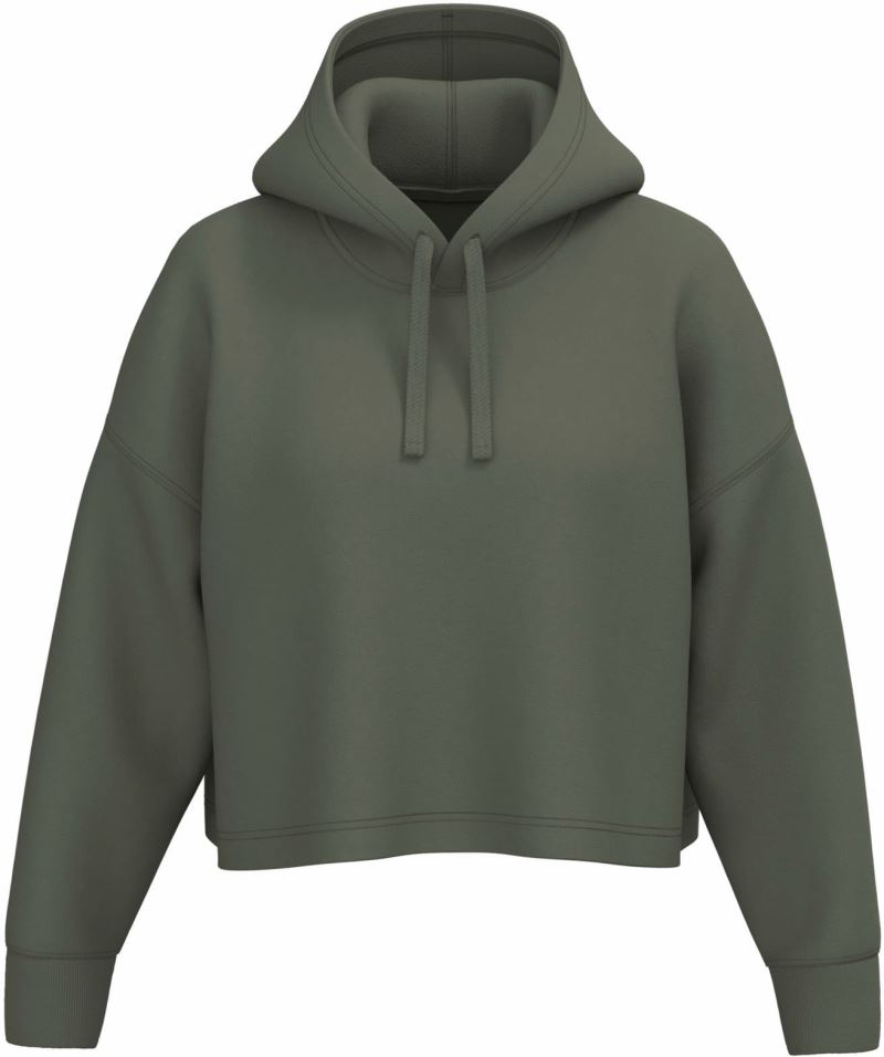 Levně Dámská crop mikina s kapucí - sporty khaki