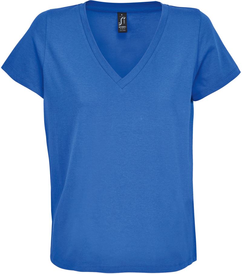 Levně Dámské tričko s výstřihem do V - royal blue