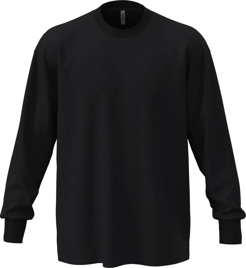 Levně Těžké oversize tričko s dlouhým rukávem - black