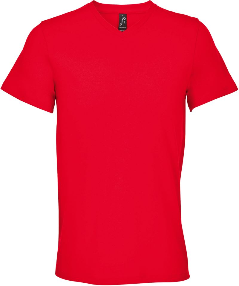 Levně Pánské tričko s výstřihem do V - red