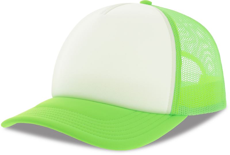 Levně 5 panelová Trucker kšiltovka - white/green fluo