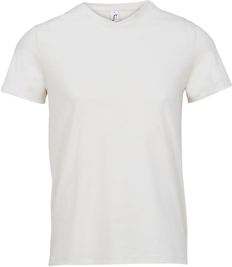 Levně Pánské tričko s výstřihem do V - off white