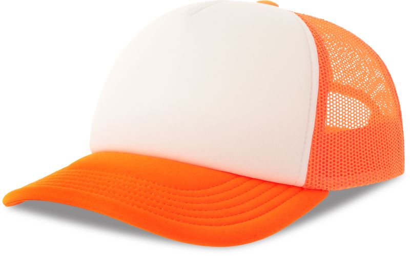 Levně 5 panelová Trucker kšiltovka - white/orange fluo