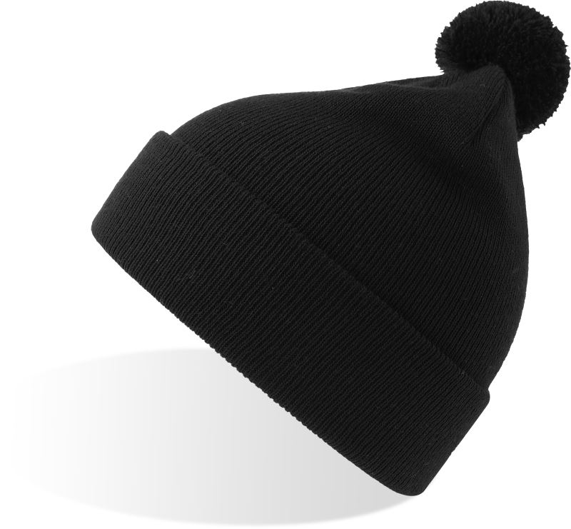 Levně Dětská pletená čepice s bambulí - black