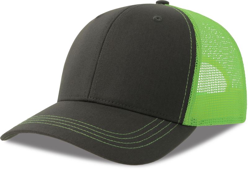 Levně 6 panelová Trucker kšiltovka - dark grey/green fluo