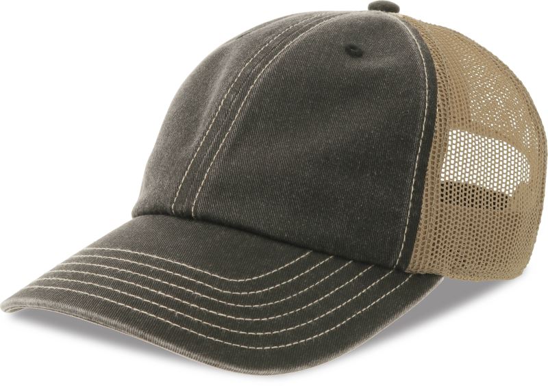 Levně 6 panelová kšiltovka Vintage Trucker - black/khaki