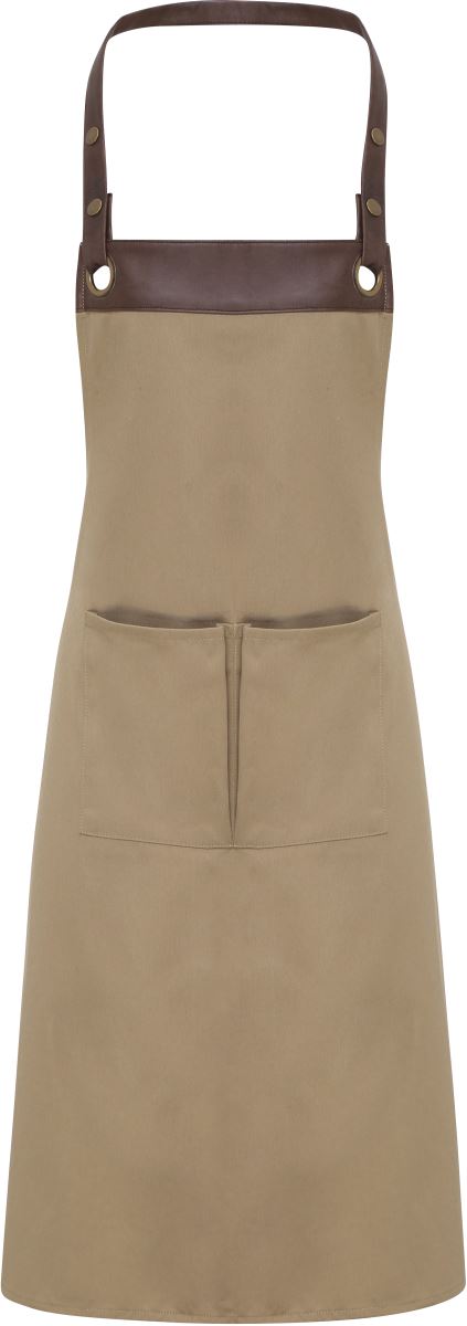Levně Zástěra s laclem "Espresso" - khaki/brown