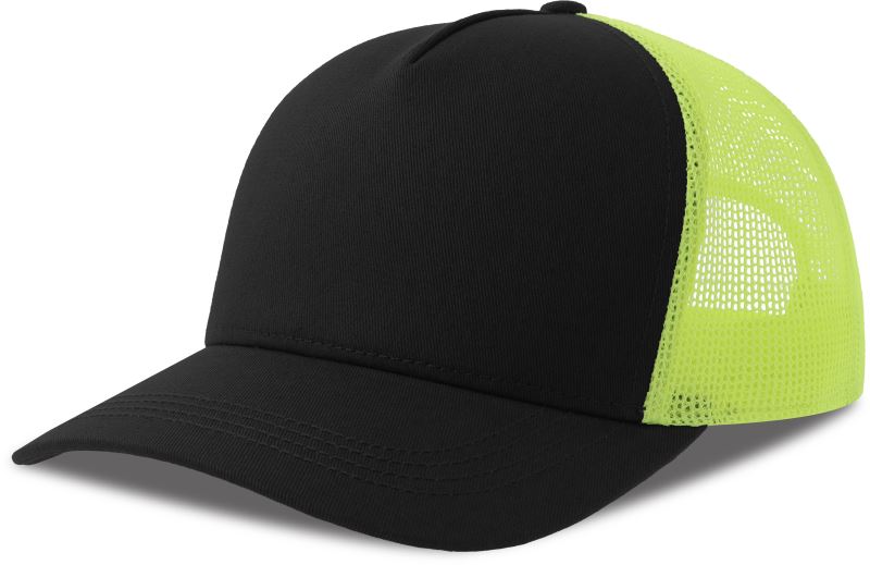 Levně 5 panelová Trucker kšiltovka - black/yellow fluo