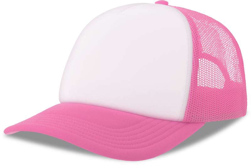 5 panelová Trucker kšiltovka - white/fuchsia fluo