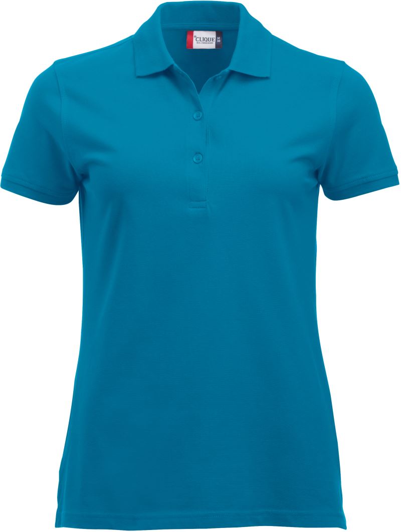 Levně Dámské piqué polo z těžké bavlny - turquoise