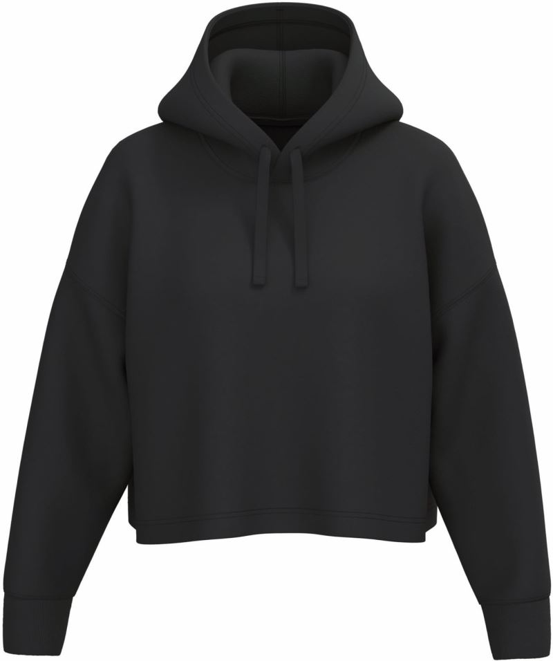 Levně Dámská crop mikina s kapucí - black