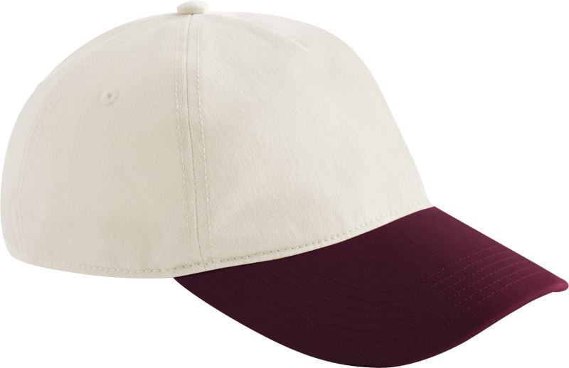 Levně 5 panelová kontrastní kšiltovka - natural/burgundy