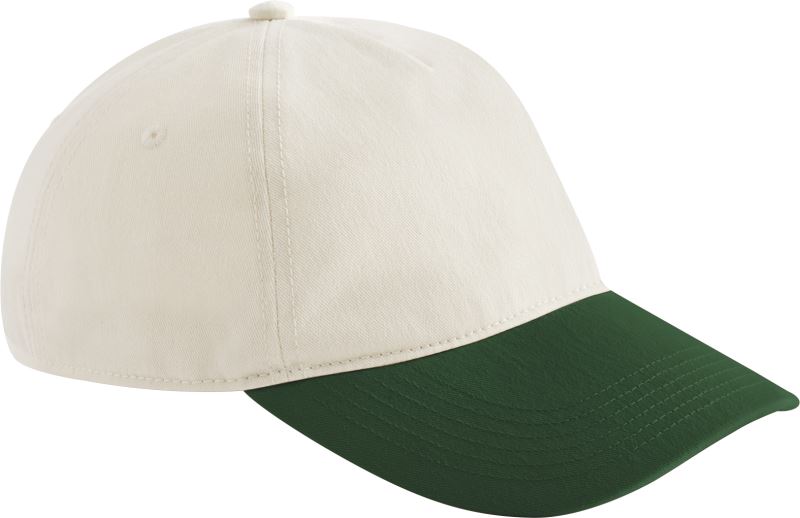 Levně 5 panelová kontrastní kšiltovka - natural/forest green