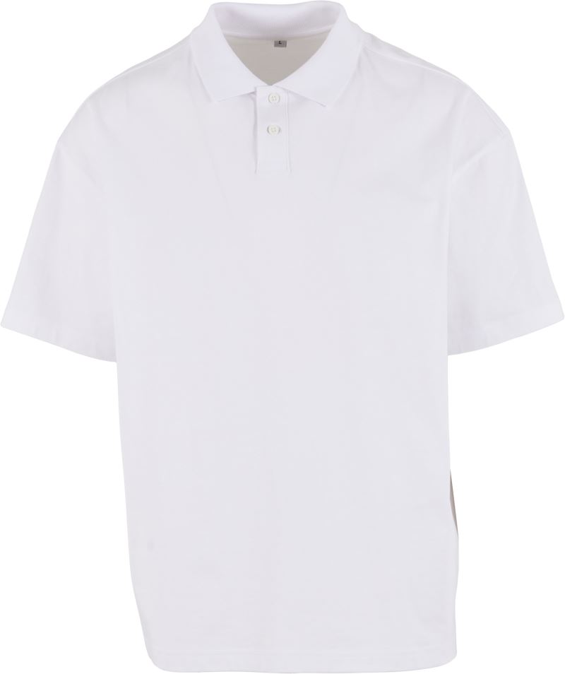 Levně Pánské piqué polo z těžké bavlny "Oversize" - white
