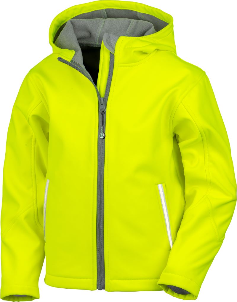 Levně Dětská 3-vrstvá softshellová bunda s kapucí - neon yellow/grey