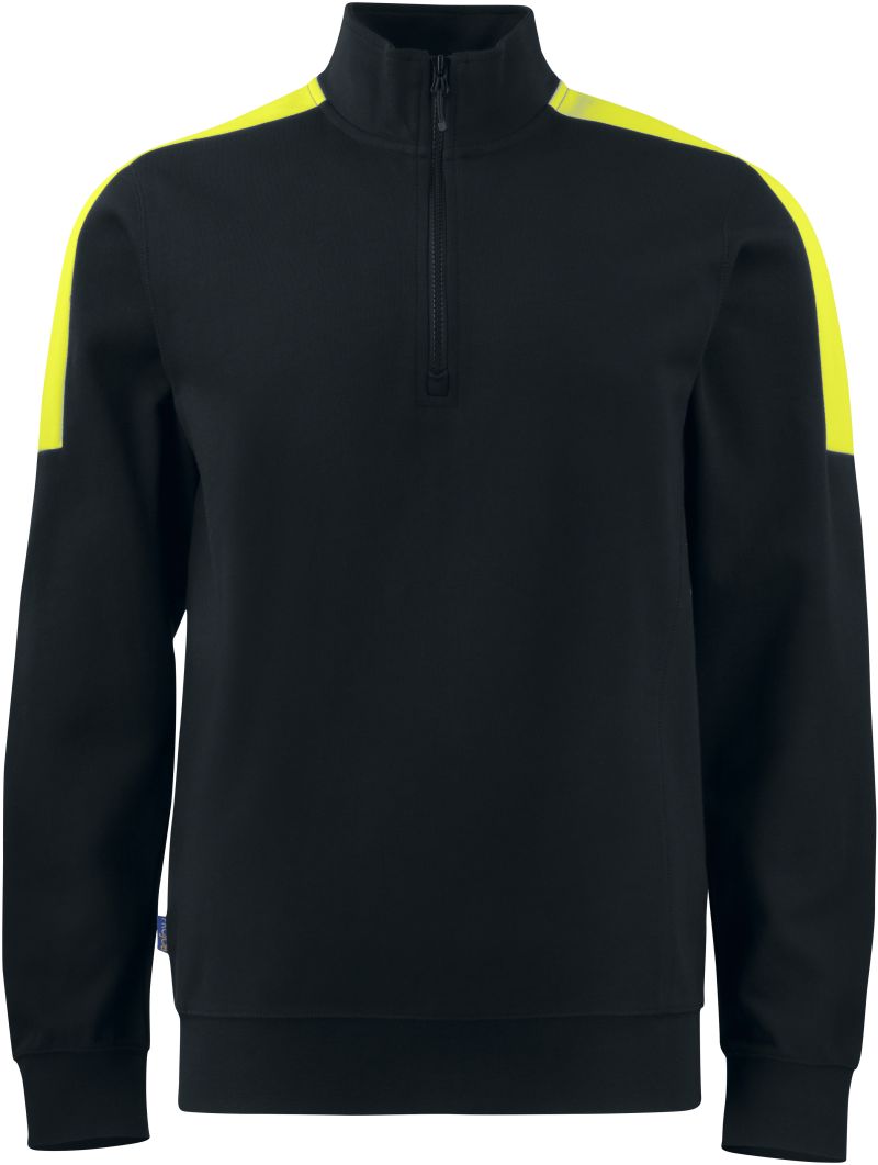 Levně Těžká pracovní mikina Doubleface s 1/4 zipem - black/yellow