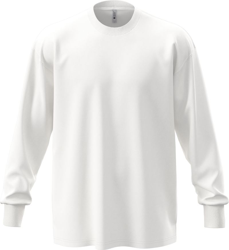Levně Těžké oversize tričko s dlouhým rukávem - white