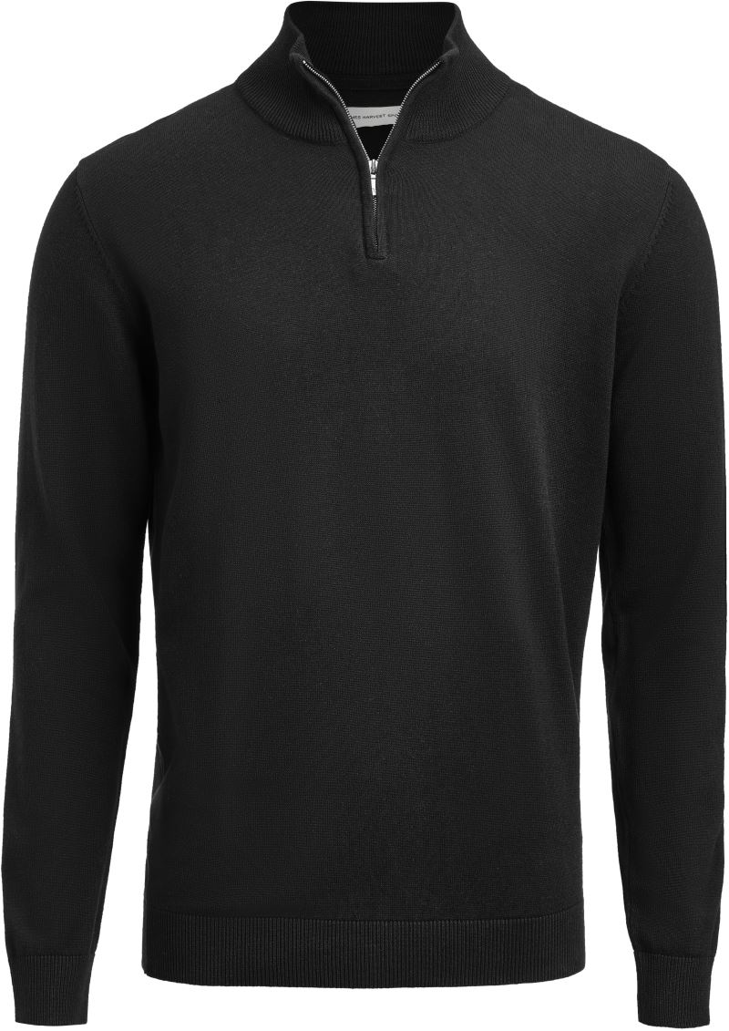 Levně Unisex svetr s 1/4 zipem - black