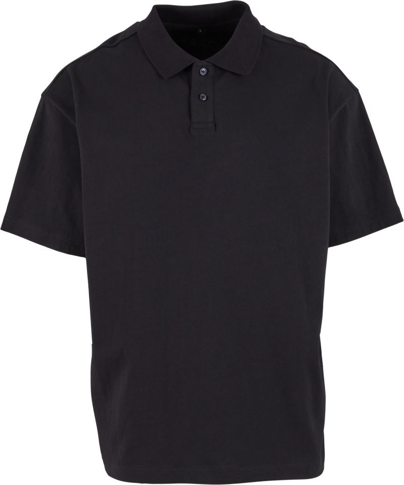 Levně Pánské piqué polo z těžké bavlny "Oversize" - black