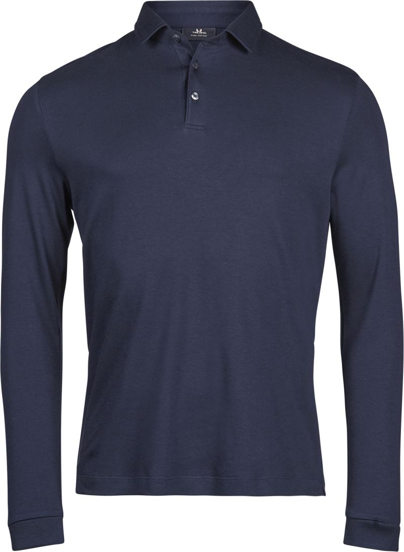 Levně Pima polo s dlouhým rukávem - navy