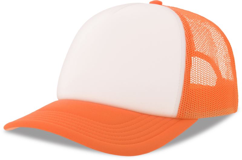 5 panelová Trucker kšiltovka - white/orange fluo