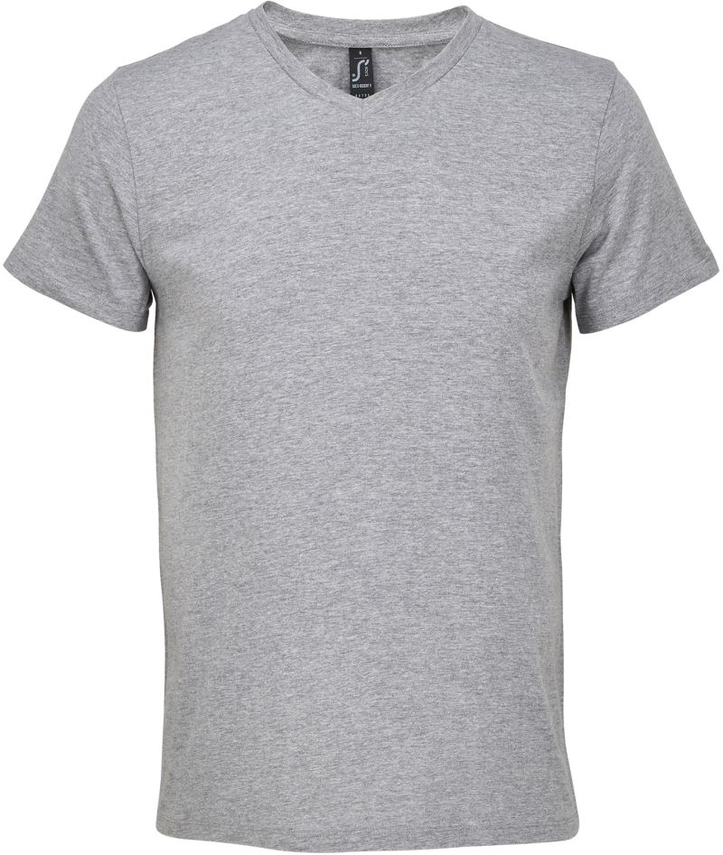 Levně Pánské tričko s výstřihem do V - grey melange