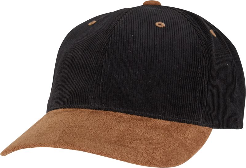 Levně 6 panelová kšiltovka "Corduroy Suede" - black/caramel