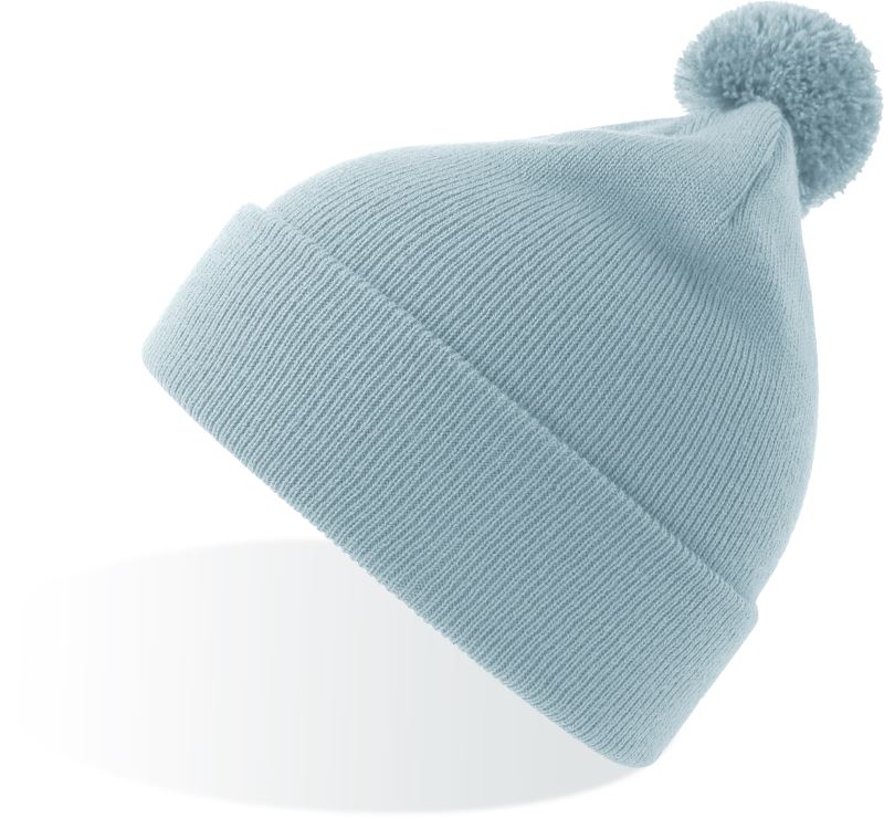 Levně Dětská pletená čepice s bambulí - light blue