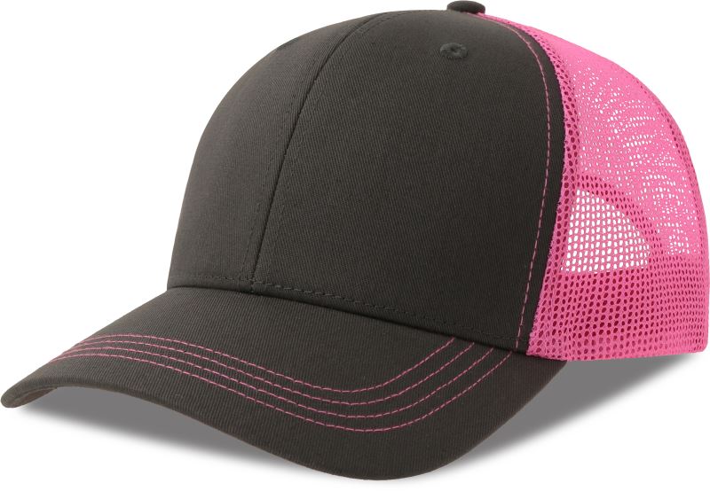 Levně 6 panelová Trucker kšiltovka - dark grey/fuchsia fluo
